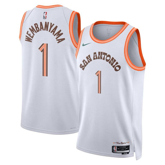 Maillot San Antonio Spurs City Edition 2024 Blanc et Orange – dos